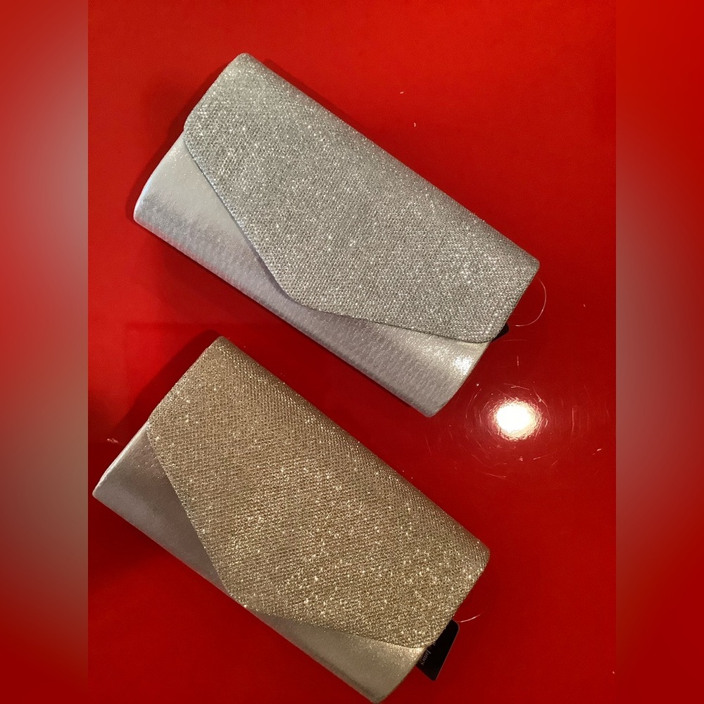 Gorgeous New Clutch Purses with magnetic button closure Gold & Silver available